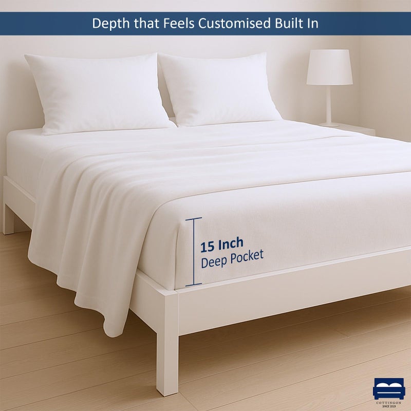 Cottingon 4 Pc Twin Extra Long Sheets for Dorm Bedding, 100% Egyptian Cotton, Specially Designed for College Room Beds, Pocket fits 10-15 inches Deep Mattress, Twin XL 39"x80", White Solid - Image 5
